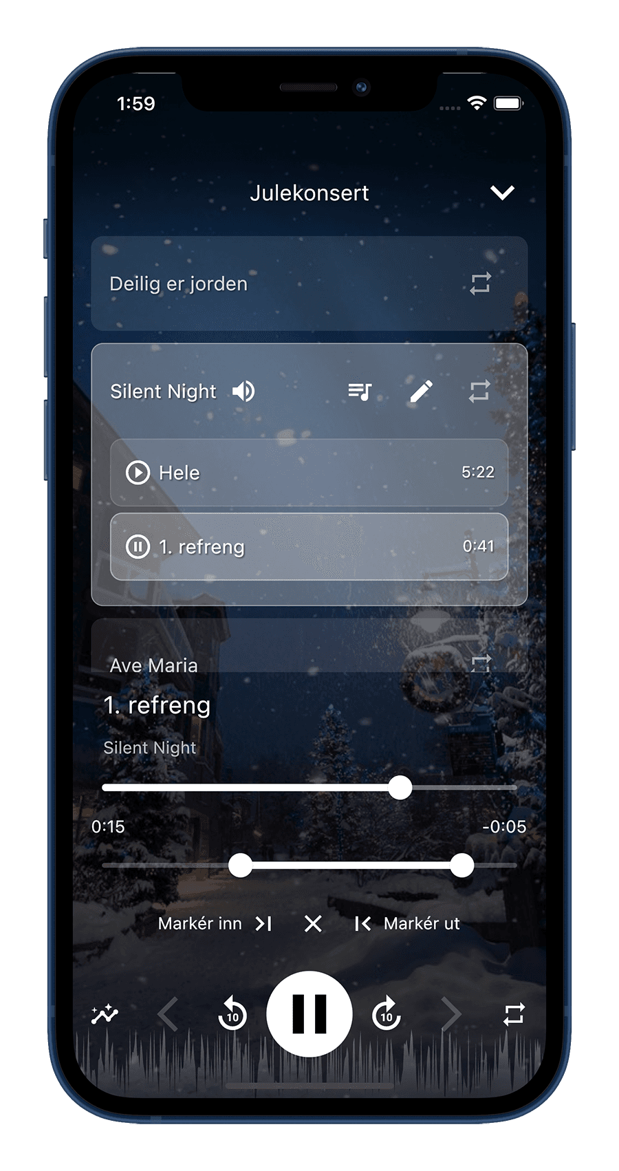 Playing audio in ChoirMate